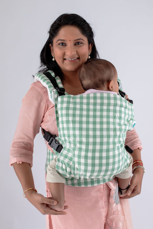 Aseema Baby Carrier- Green Checks