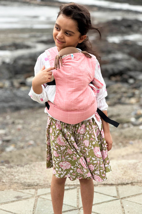 Toy Doll Carrier - Peachy Pink Checks